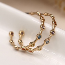 GoldenHoop Bezel Crystal Earrings by Peace of Mind